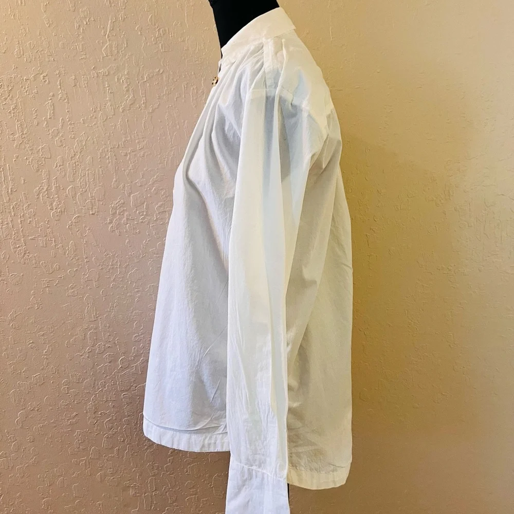Anthropologie Maeve Henley Popover Shirt in white cotton poplin‎ - Picture 3 of 12